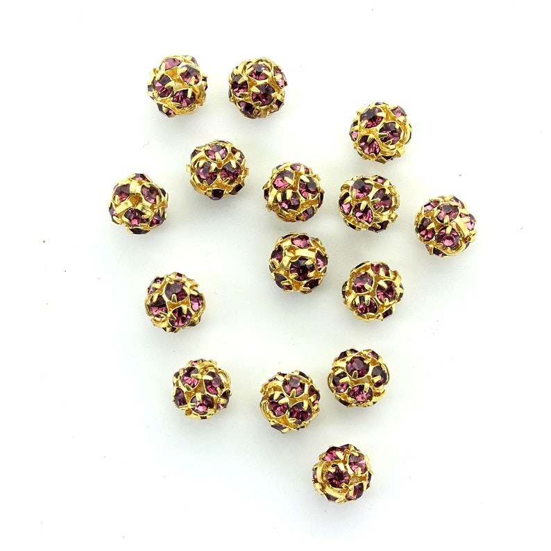 Rhinestone Brass Balls Made by Preciosa. Size 8mm. Price is Etsy
