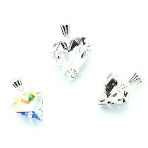 Swarovski sweet heart in crystal and crystal/AB.  Price is for one piece