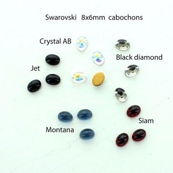 スワロフスキー 8 x 6 mm および 6 x 4 mm カボション 5 色。価格は 10 