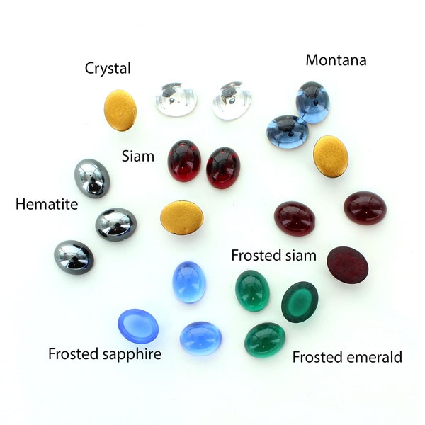 Swarovski oval cabochons in various sizes and colours.  Price is for 10 or5 pieces