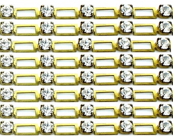 Crystal and brass extension chain set with 3.2mm crystal stones. Price is for 1 meter