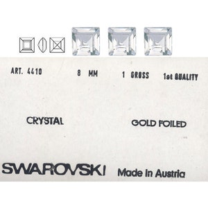 Swarovski 4400 8mm and 10mm Square pointed back crystal stone.  Price is for 5 stones