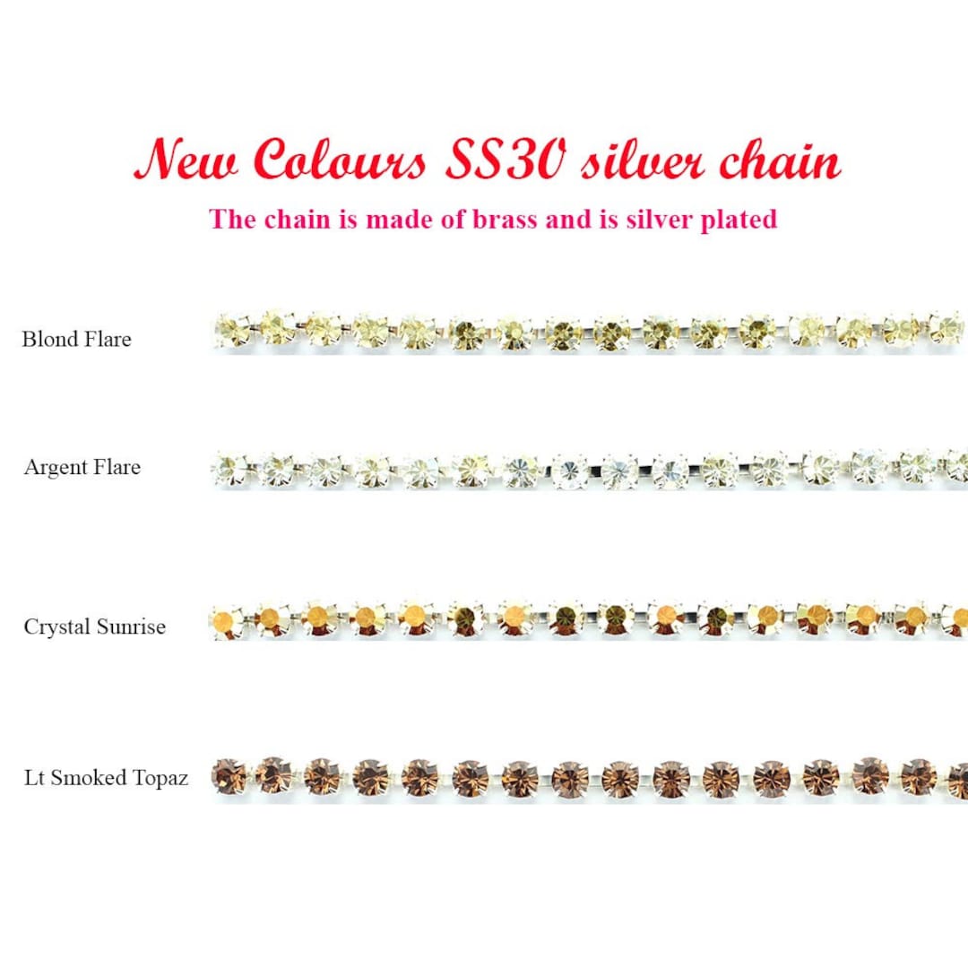 Ss30 Rhinestone Rhinestone Chain SS30 Made by Preciosa. 6 Mm Stones in Silver Plated ...
