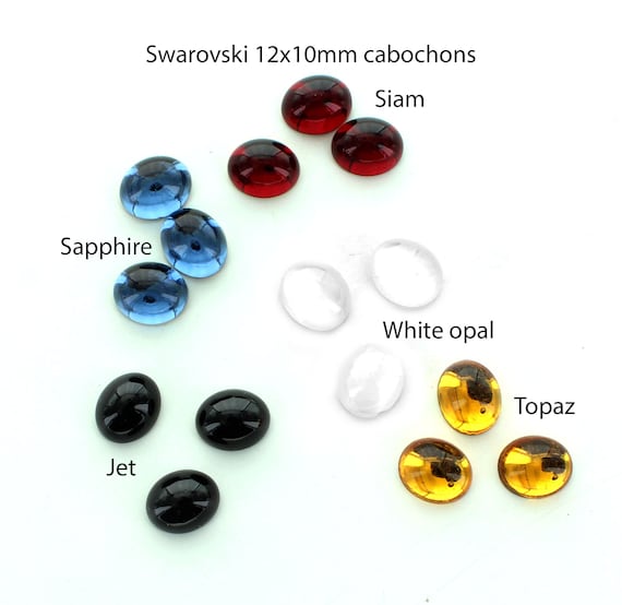 スワロフスキー 12 x 10 mm および 14 x 10 mm カボション（5色 
