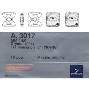 Swarovski pulsante quadrato 3017 12mm 14mm 16mm .  Il prezzo è per 1 pulsanti
