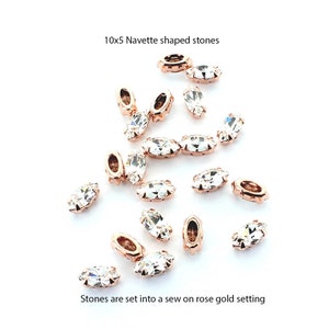 Best Quality stones set into rose gold sew on settings. Price is for 10 stones image 4