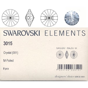 Swarovski 3015 crystal pointed back sew-on stone.  Price is for 5 or 2 button