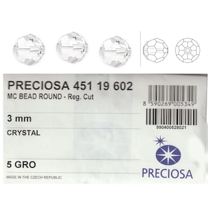 Preciosa MC round crystal beads in 4 sizes.  Made by Preciosa.  Price is for 50 beads.