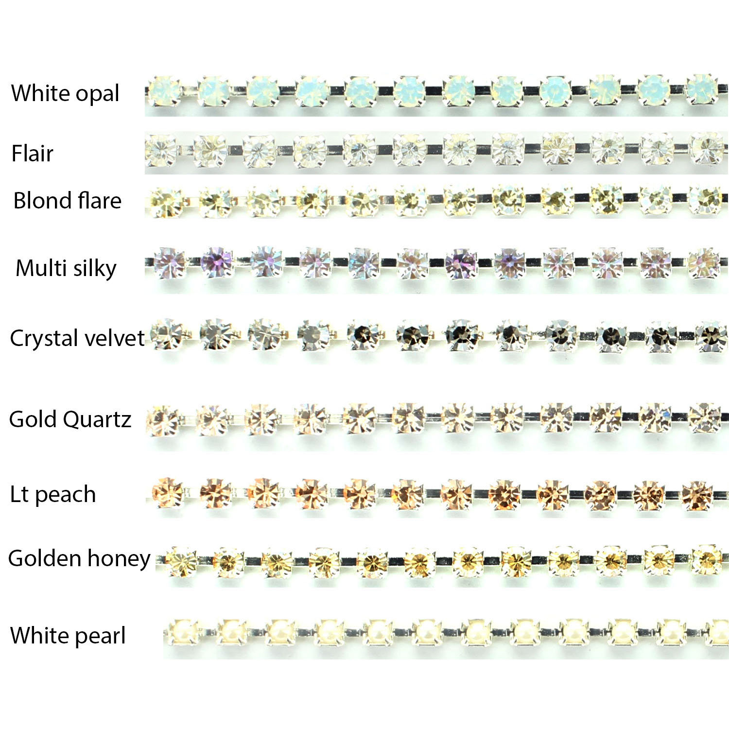 Rhinestone Chain 3mm SS12 Silver Plated From Preciosa. Price is for 1 ...