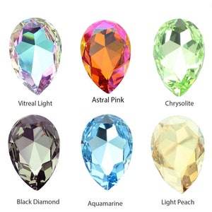 4327 pearshaped stones in various colours,  Size 30x20mm.  Price is for 1 stone