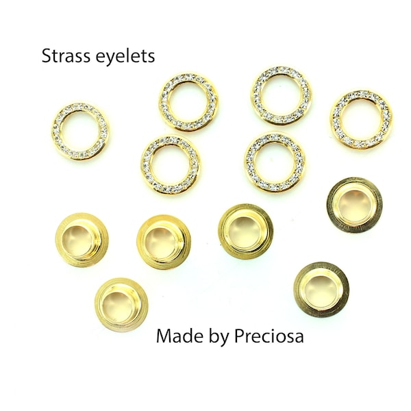 Strass eyelets made by Preciosa.  Size 15.5mm.  Price is for 2 pieces