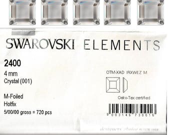 Swarovski 2400 4mm crystal squares hotfix and Preciosa 4mm foiled .  Price is for 20 pieces