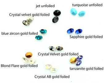 Oval 10x8mm stones in various colours made by Preciosa.  Price is for 2 stones