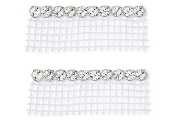 Metal Banding with SS15 (3.7mm) crystal pointed back stones and white netting on one side.  Price is for 1 meter.