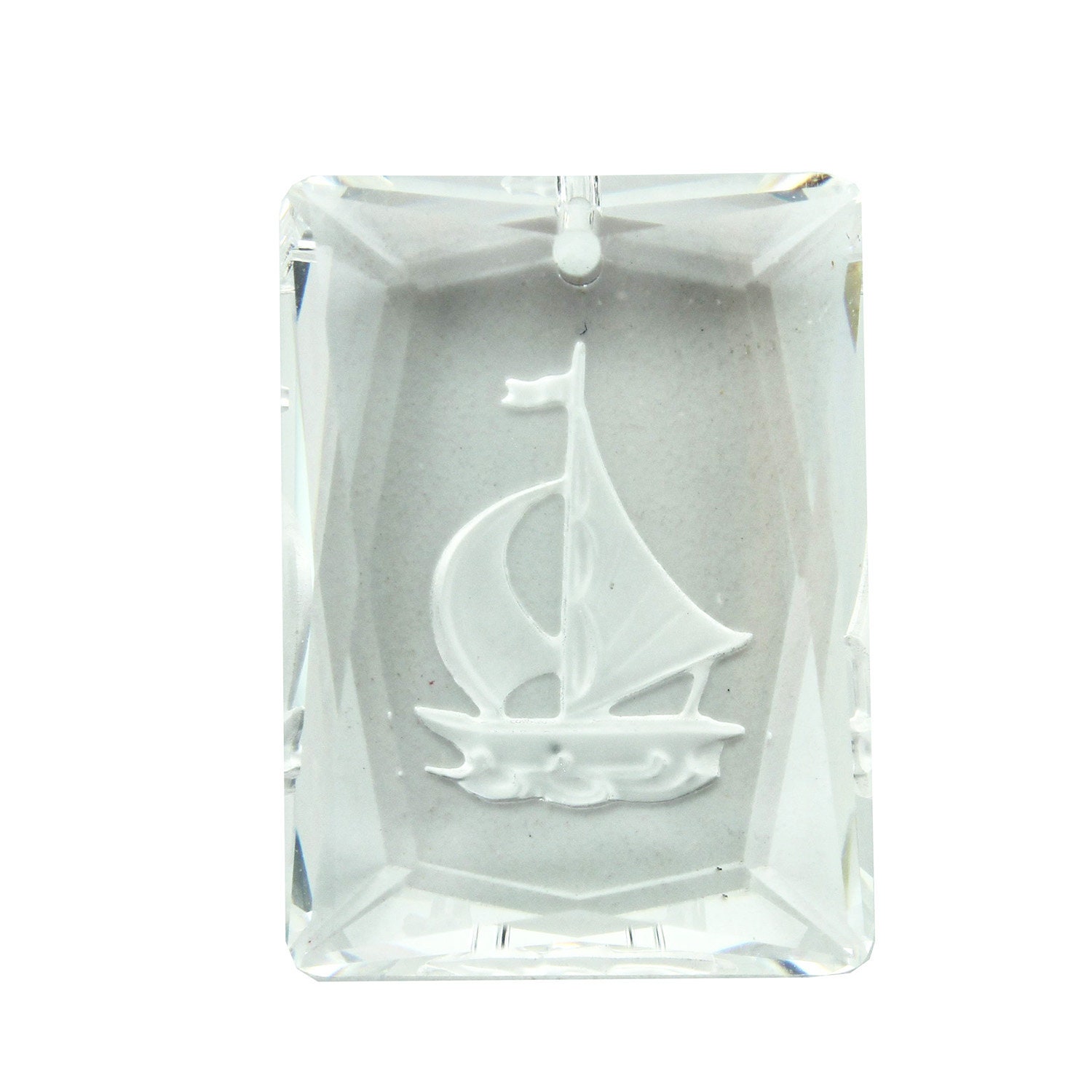 Swarovski Octagon Etched Sailing Boat. 25x18mm. With Top Hole to