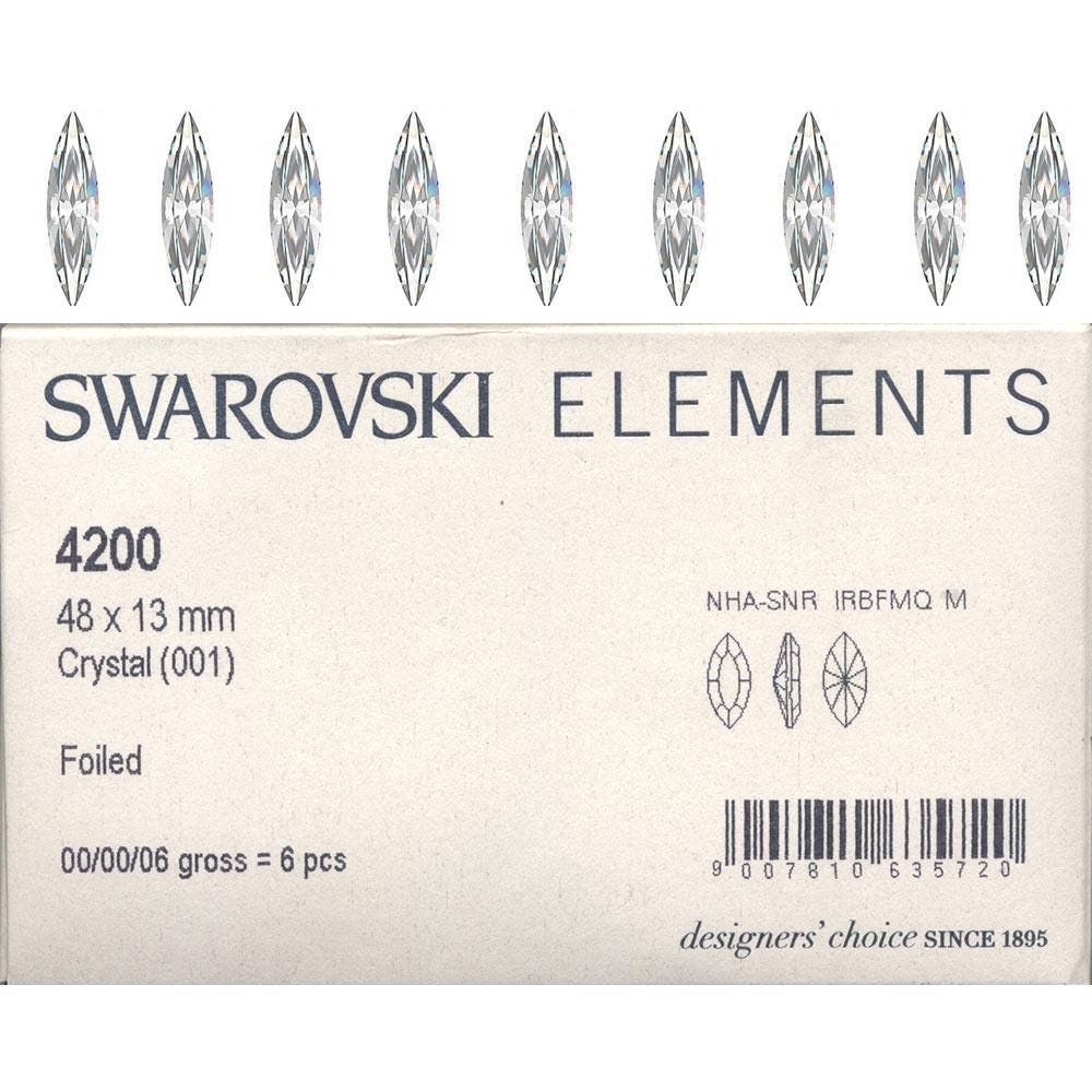 Swarovski 4200 Crystal Navettes 48x13mm and 35x9.5mm. Price is for