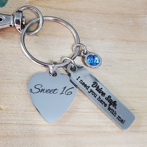 Cadeau sweet 16, cadeau sweet 16, porte-clés sweet 16, cadeau d&#39;anniversaire sweet 16, cadeau pour nouveau conducteur, cadeau pour adolescente, sweet 16 personnalisé