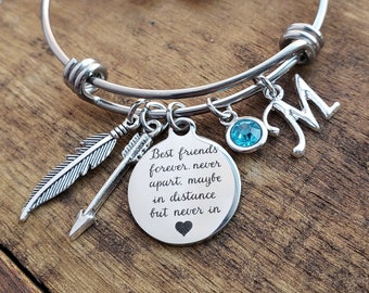 Geschenk für eine lange Distanz Freund, Langstrecken Freundschaft, gehen away Geschenk für beste Freundin, beste Freundin Armband, Freundschaftsarmband