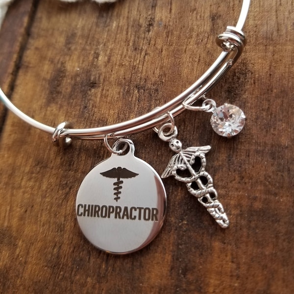 Gift for chiropractor, chiropractor gifts, graduation gift for chiropractor, chiropractor bangle bracelet, expandable bracelet, gift for her