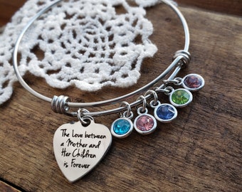 personalized gift for mom, mother's love bracelet, mother birthstone charm bracelet, family tree birthstone bracelet, gift for mother to be