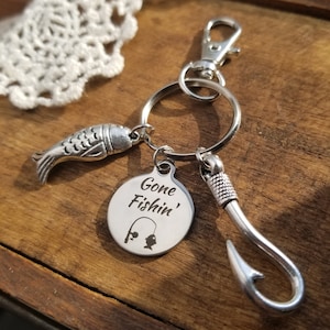 Geschenk für Papa, Geschenk für Angler, Angeln Schlüsselanhänger, Geschenk für Fischer, gegangen fishin 'Schlüsselanhänger, Geschenk für Opa, Opa, Papa, Ruhestand Geschenk