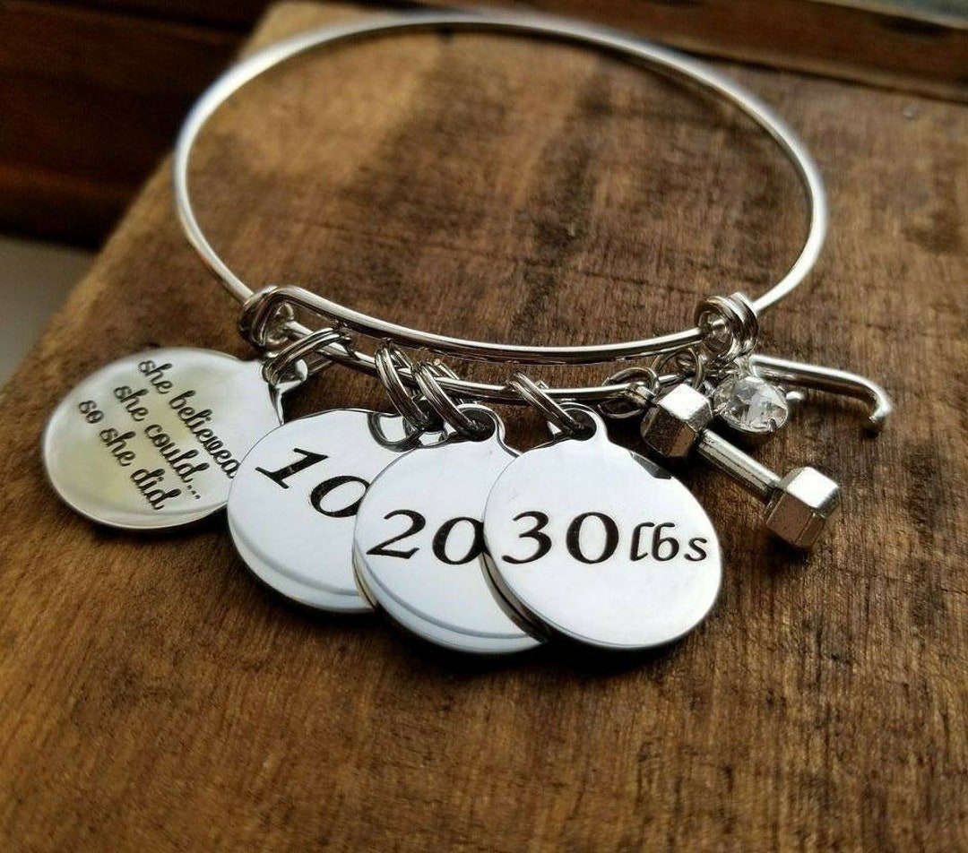 Weightloss Motivation Personalized Weight Loss Tracker Bracelet, Weight