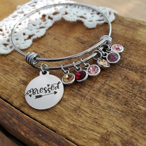 Blessed birthstone bracelet, personalized birthstone bracelet for mom, personalized gift for grandma, personalized gift for great grandma