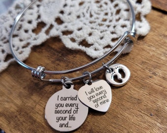 Miscarriage jewelry, Miscarriage Memorial bracelet, I carried you every second of your life, bereavement gift, Miscarriage gift, Memorial