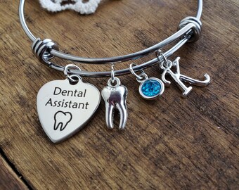 dental assistant gifts,  Dental assistant charm bracelet, dental assistant graduation gift, personalized graduation gift for dental assistan