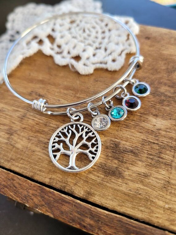 tree of life bracelet, personalized gift for mom, personalized gift for grandma, birthstone bracelet, family tree bracelet, grandchildren