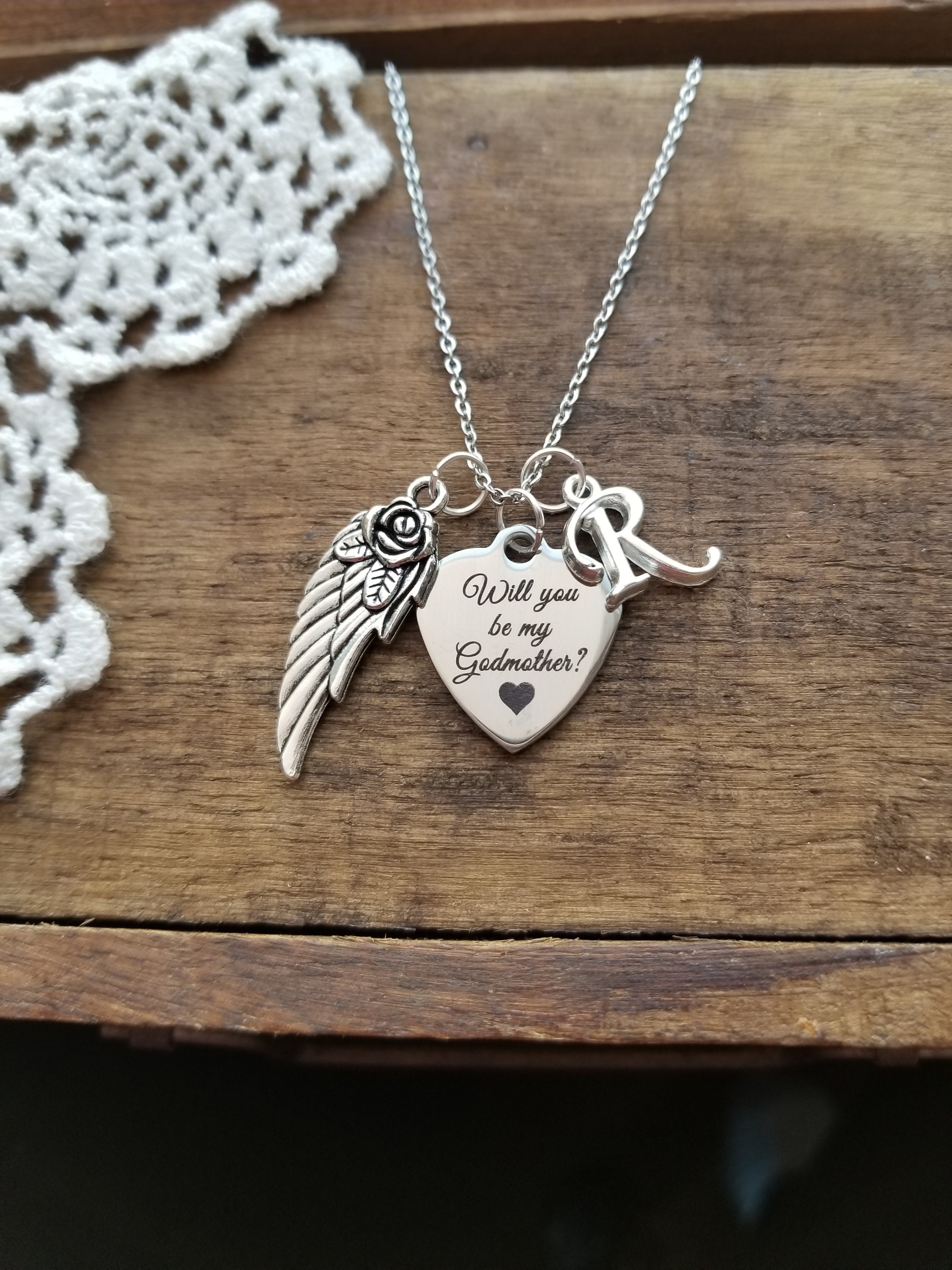Set di 2 braccialetti per madrina, figlioccina, regalo per battesimi, religiosi, regalo per la festa della mamma e Acciaio inossidabile, colore: Braccialetto con scritta Godmother