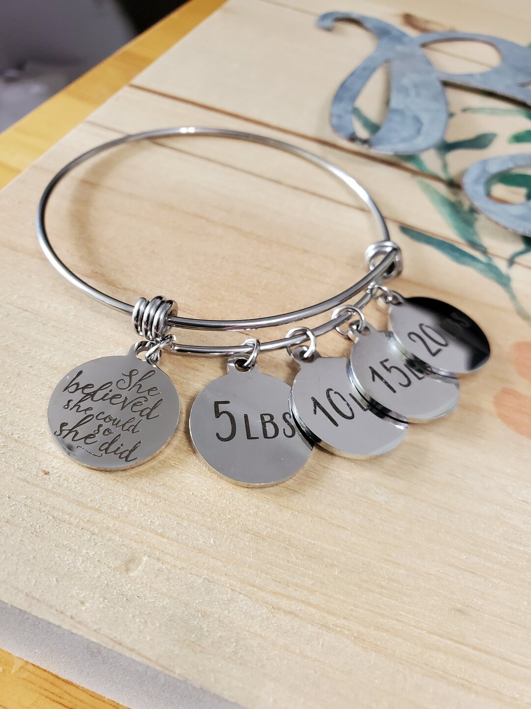 Weight Loss Jewelry, Personalized Weight Loss Journey Bracelet, She