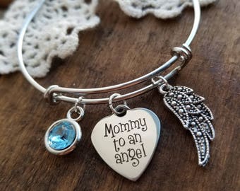 Miscarriage Memorial bracelet, infant loss jewelry, baby memorial gift, mommy to an angel charm bracelet, rainbow baby, miscarriage jewelry