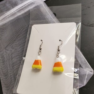 Orecchini a forma di mais caramellato in vetro: gioielli di Halloween in acciaio inossidabile
