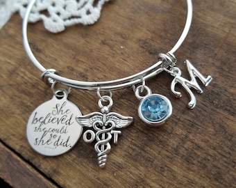OT graduation gift, occupational therapist graduation gift, graduation gift for occupational therapist, OT charm bracelet, she believed she