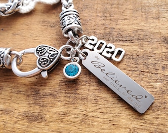 Graduation gift for girl, graduation bracelet,  graduation gift, 2023 graduation jewelry,  personalized graduation gift, she believed she