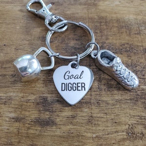 Digger Key Chain Goal Digger Fitness Keychain, Gift for Coach Trainer Fitness Lover ...