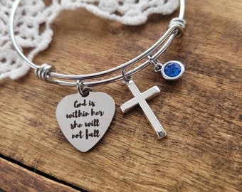 God is within her she will not fall jewelry, Bible verse jewelry, confirmation gift, Christian jewelry, jewelry, bible verse gift