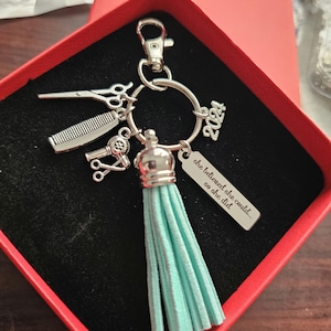 Jitnga 2 Piezas Peine Tijeras Secador De Pelo Llavero Coche Llavero Bolso Bolso Colgante Decoración Colgante Llavero Accesorios Regalo Creativo
