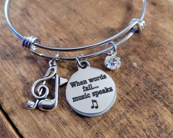 Music gifts, gift for music teacher, gift for band teacher, music theme charm bracelet, gift for band member, music lover bracelet, singer