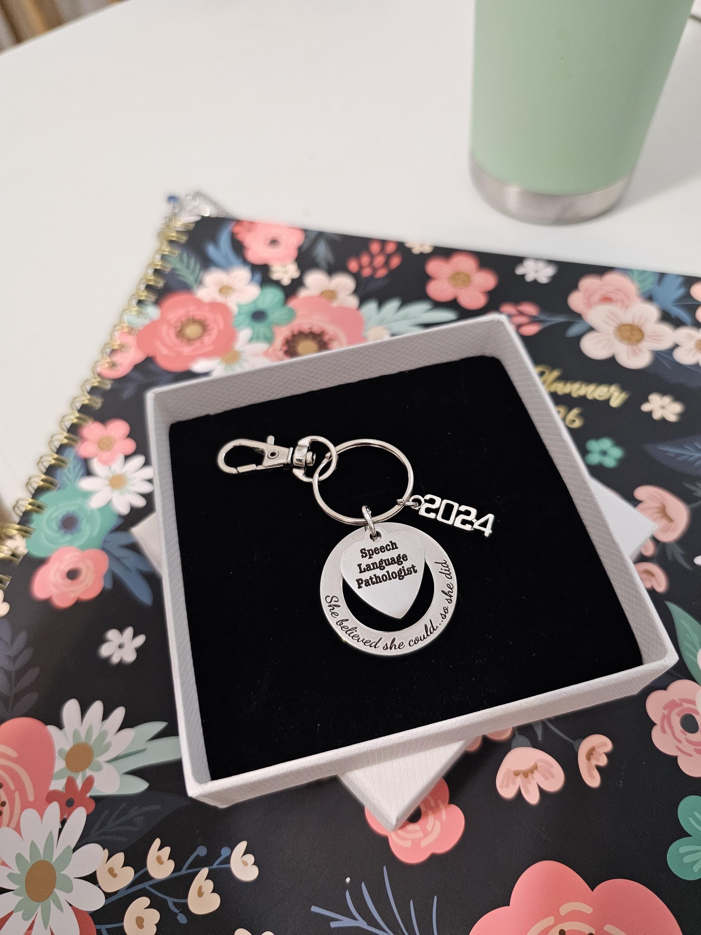 Gift for speech language  pathologist, SLP graduation gift, she believed she could so she did keychain, speech pathologist keychain gift