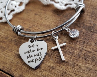 FAOMZQ Regalo per battesimo, cresima, comunione, bracciale con croce per ragazze, figlia, nipote, sorella, figlioccia, figlioccia, figlioccia, nonno, battesimo, 22 Zentimeter, Plastica