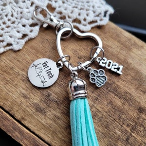 Graduation gift for vet tech, vet tech graduation gift, vet tech keychain,  vet tech keyfob, veterinarian technician gift, veterinarian grad