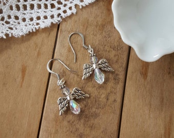 Christmas earrings, Christmas angel earrings, holiday angel earrings, Angel earrings , first communion earrings, religious gift