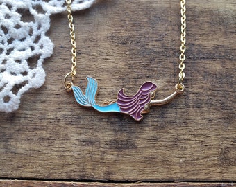 Mermaid jewelry,  mermaid necklace, gold mermaid necklace,  mermaid charm necklace,  gift for teen girl, gift for girl, mermaid gifts, swim