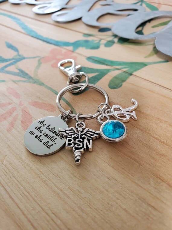 BSN Graduation Gift for Nurse Personalized Keychain, Bsn