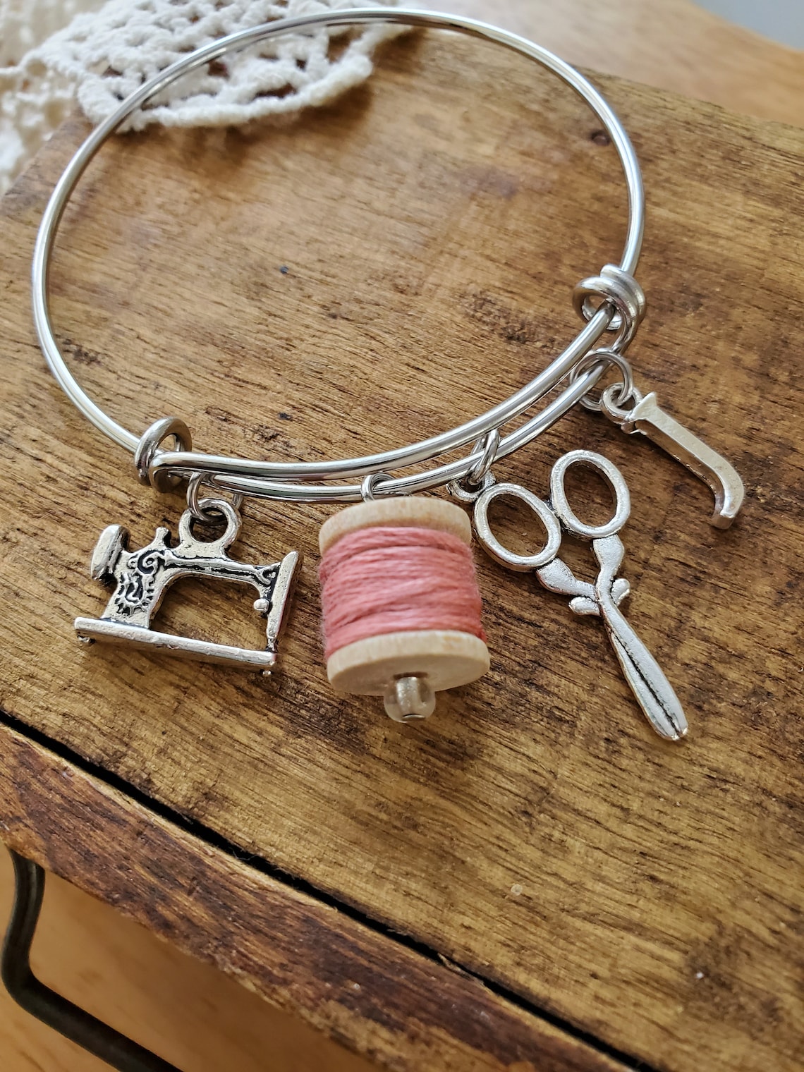 Sewing Charm Bracelet Personalized Gift for Quilter Gift for Etsy