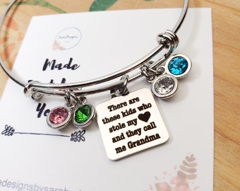 personalized gift for grandma, grandma bracelet, grandma birthstone charm bracelet, family tree birthstone bracelet, gift for grandma