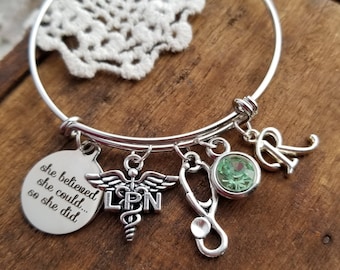 graduation Gift for LPN , LPN charm bracelet, practical nurse jewelry, LPN jewelry, lpn bracelet, nurse charm bracelet