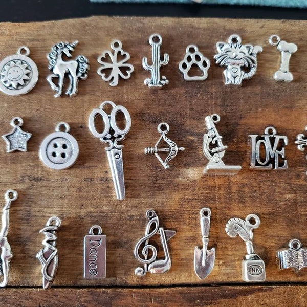 Add a charm, build your own bangle, add on charm, pineapple, unicorn,  scissor, medical, police, firefighter,mermaid, wine,arrow, wing, bike